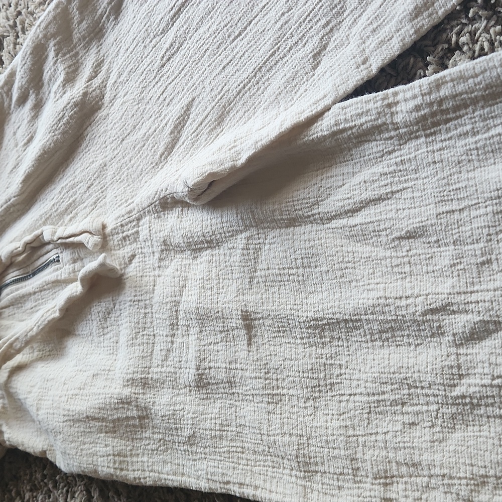 Anthropologie Cream Textured Jumpsuit Womans Size 4 - Picture 7 of 10